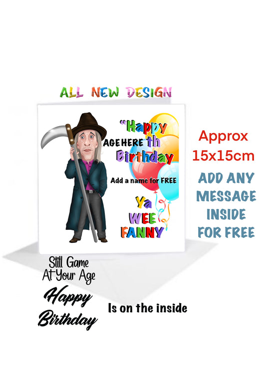 Personalise still game auld pals inspired Birthday cards the undertaker himself