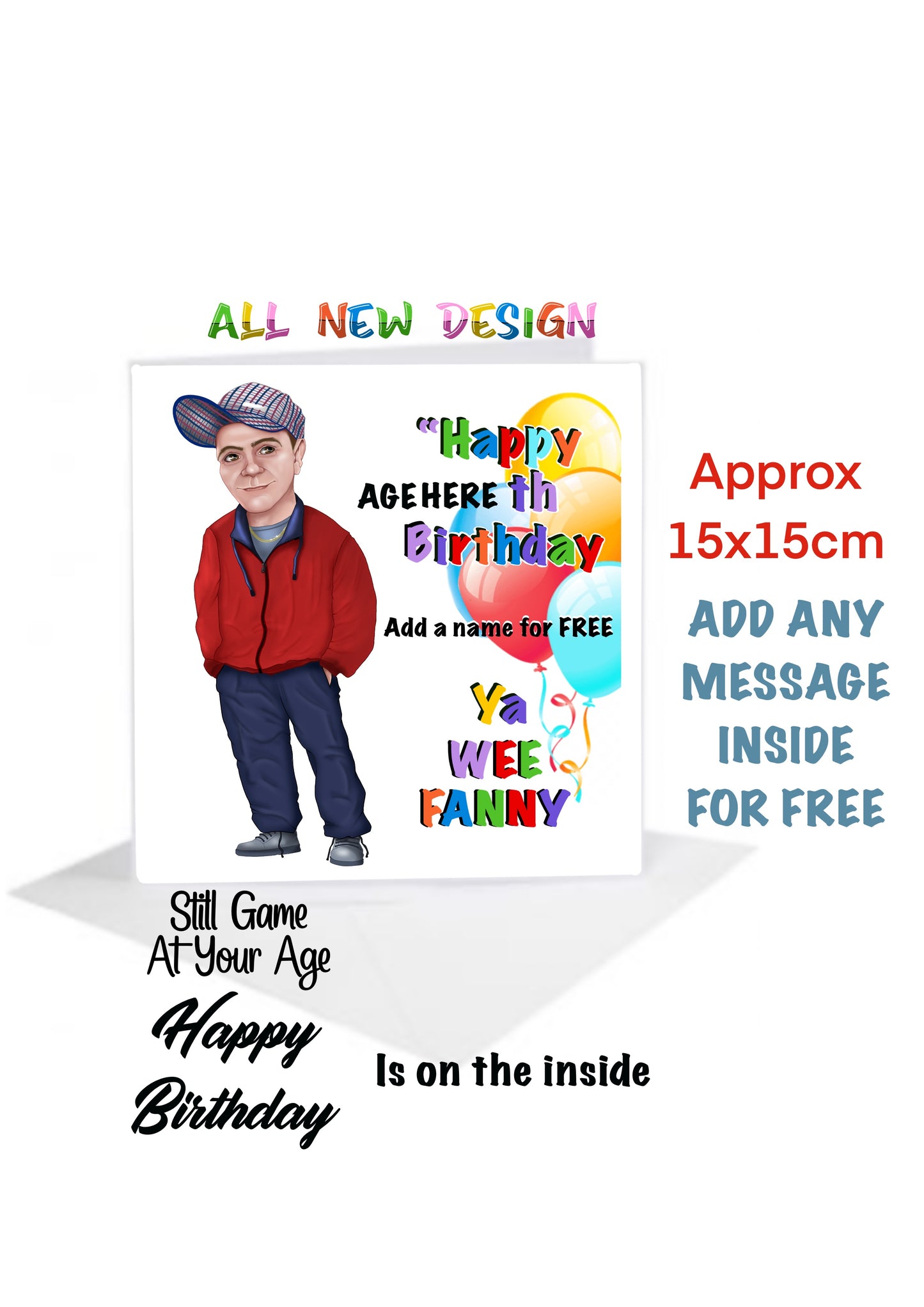 Personalise still game auld pals inspired Birthday cards Fergie the Ned