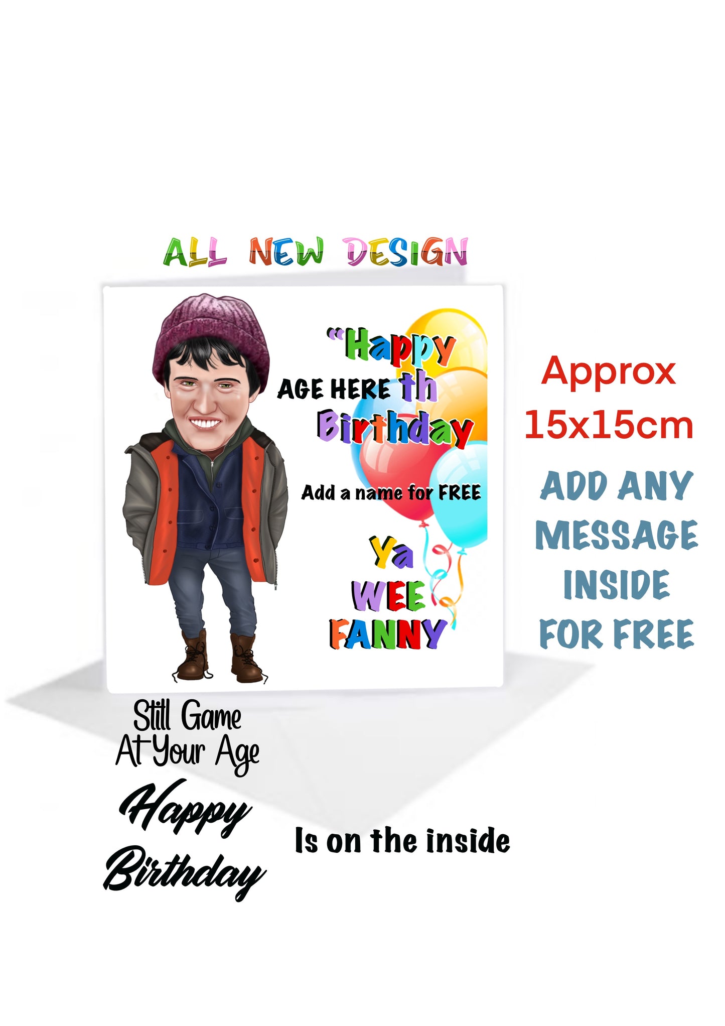 Personalise still game auld pals inspired Birthday cards Methodone Mick