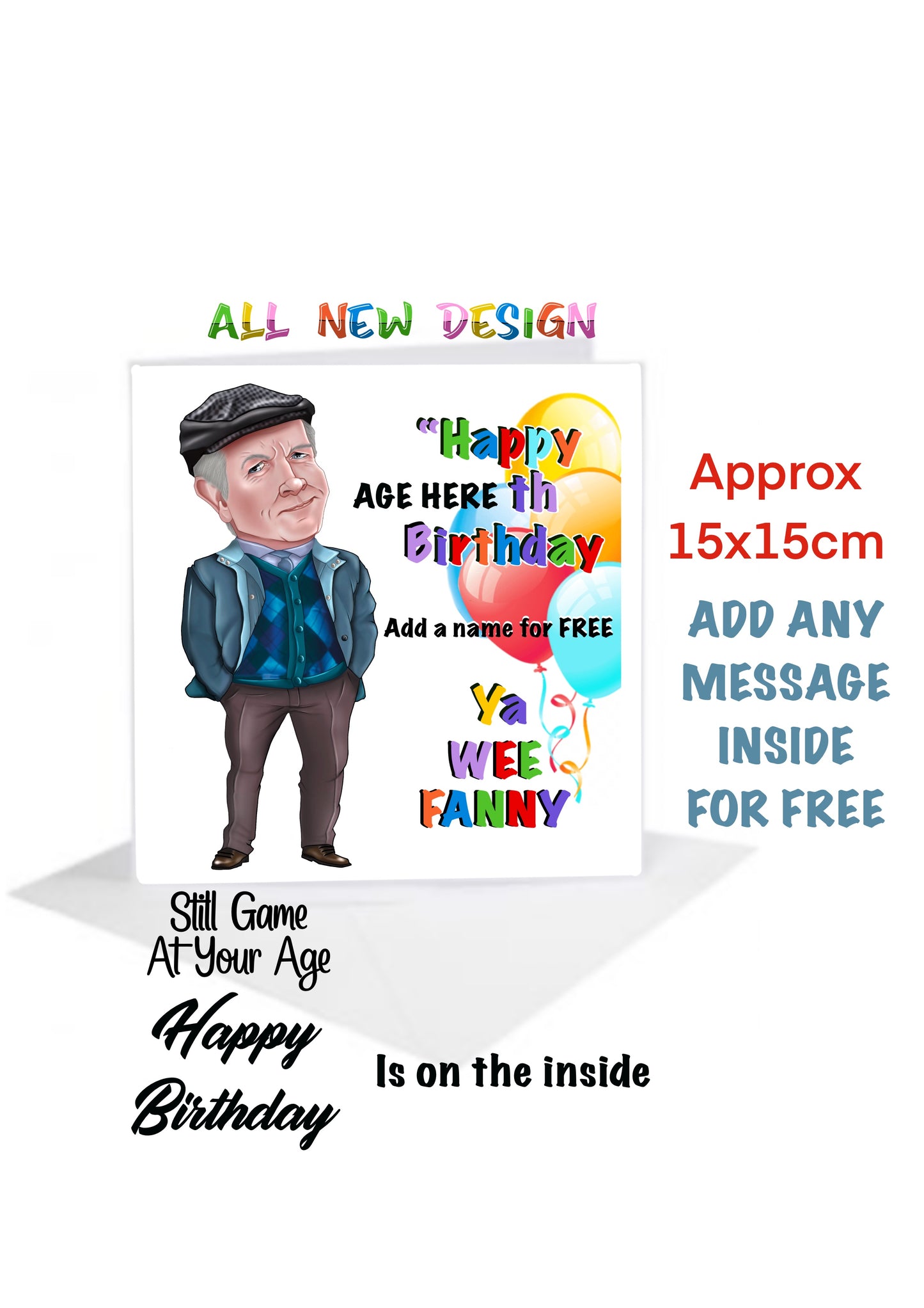 Personalise still game auld pals inspired Birthday cards Tam Mullen