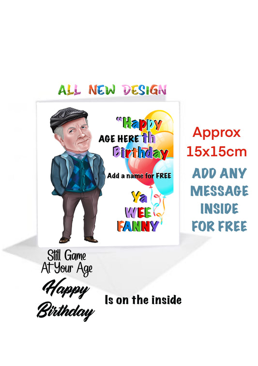 Personalise still game auld pals inspired Birthday cards Tam Mullen