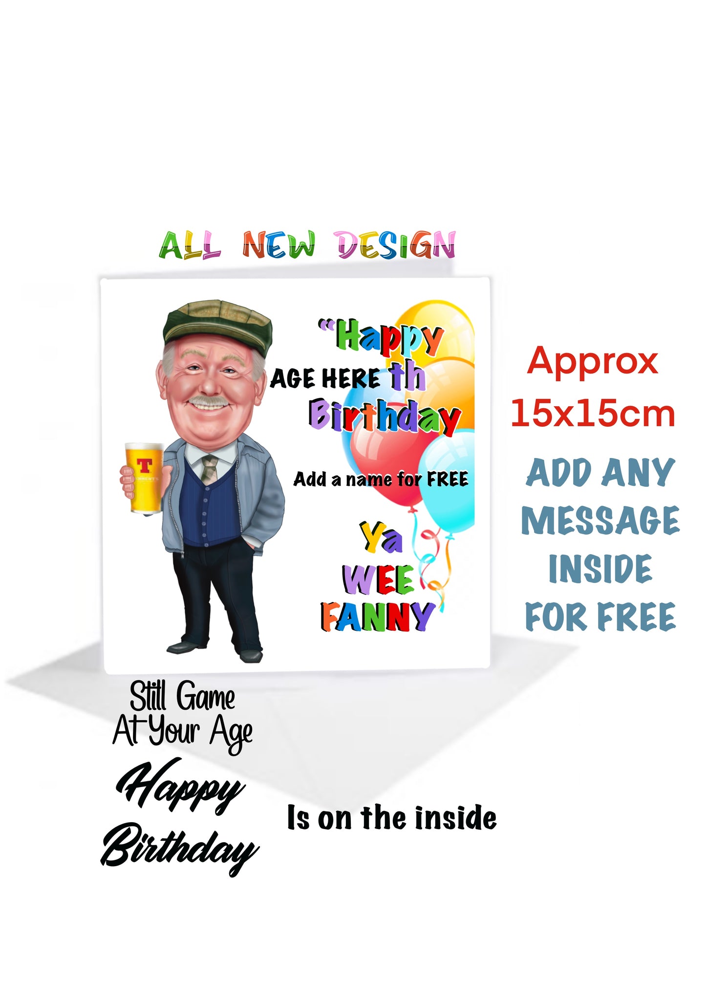 Personalise still game auld pals inspired Birthday cards Jack Jarvis Esq