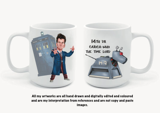 14th dr Who inspired mugs-mugs #carica-who The Time Lord David Tennant