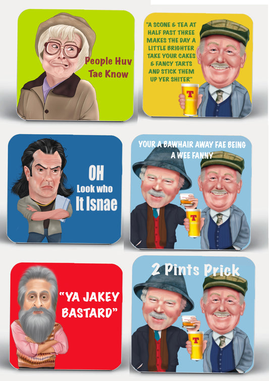 Set of 6 Still game inspired coasters-coasters Auld Pals