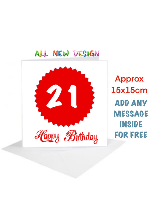 Age Birthday Cards-Cards 21 in red