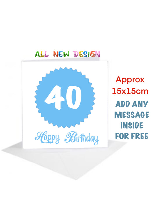 Age Birthday Cards-Cards 40 in blue