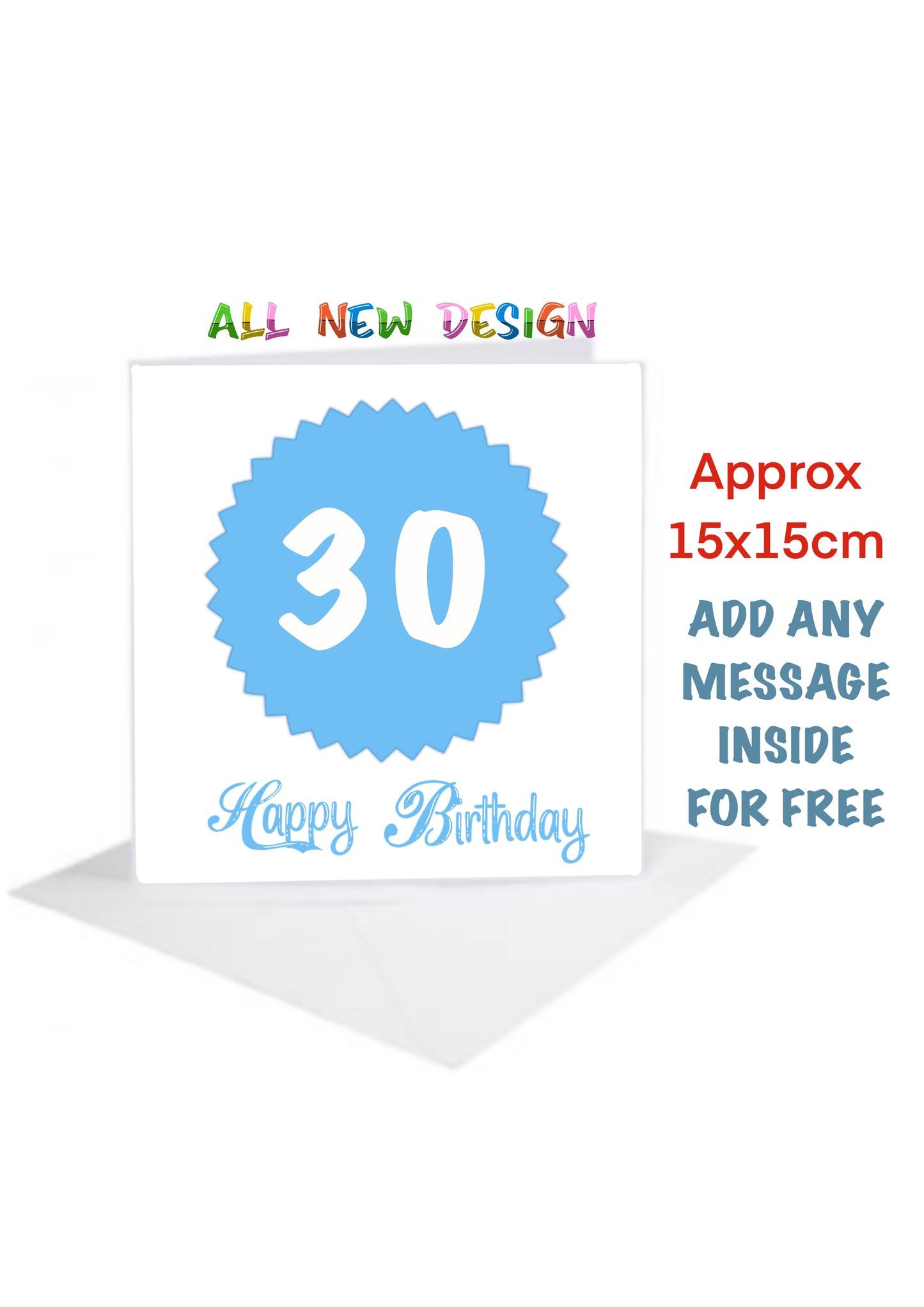 Age Birthday Cards-Cards 30 in blue