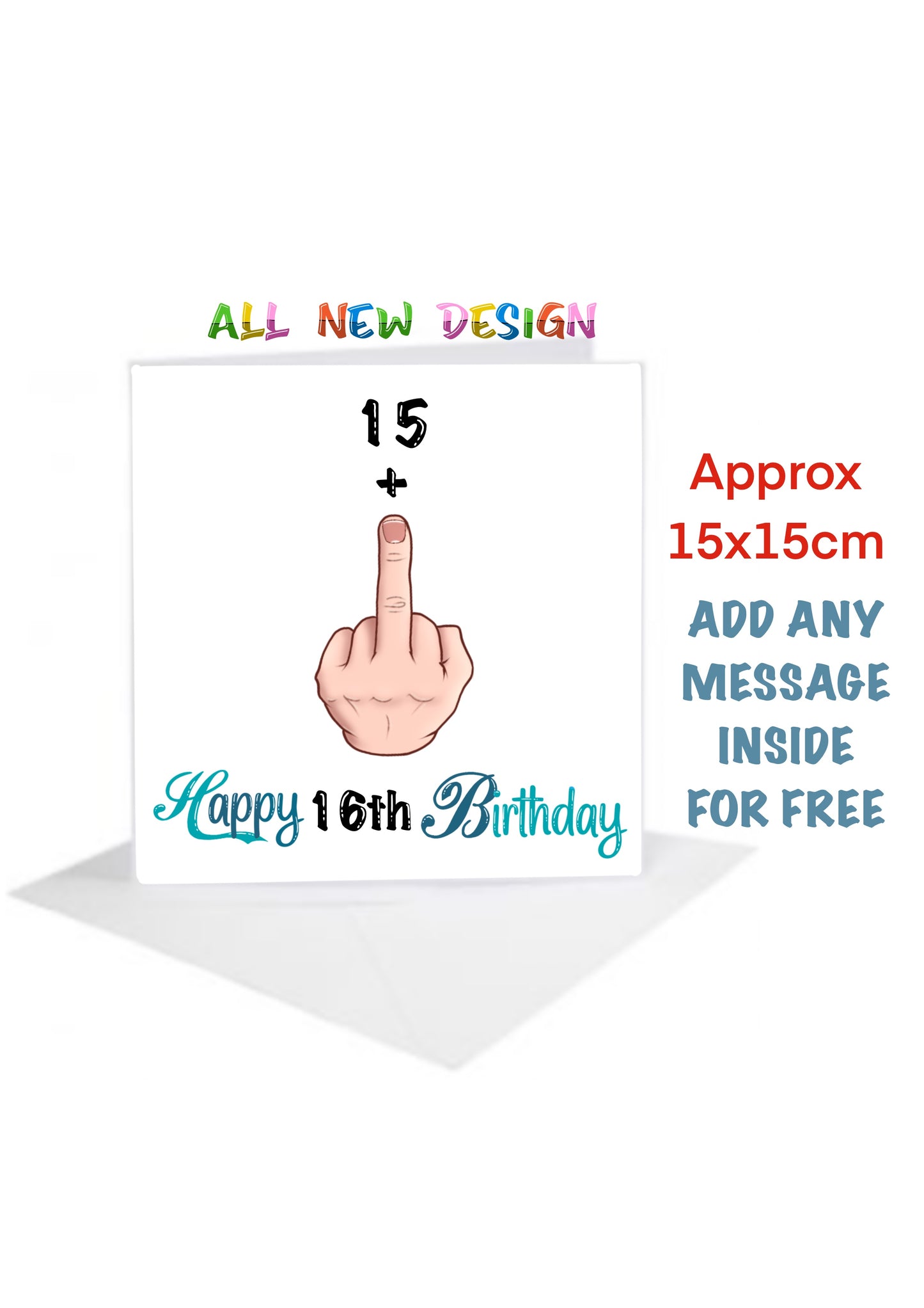 Age Birthday Cards-Cards 16 middle finger cards