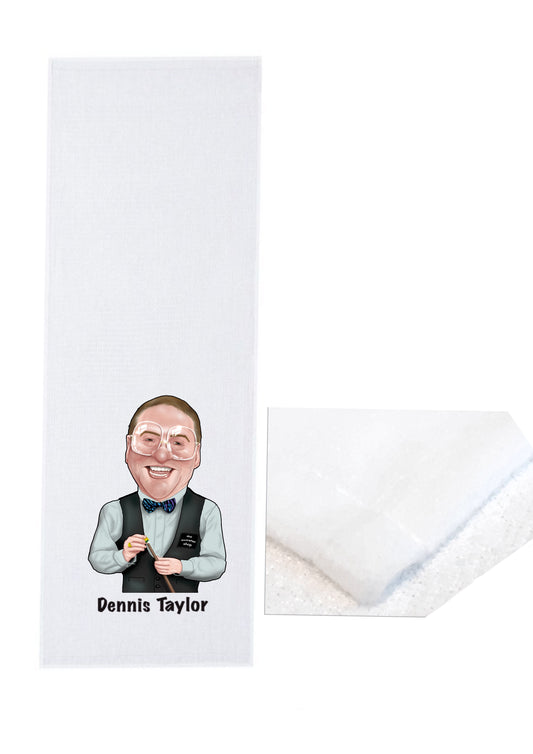 Snookers Dennis Taylor Sports Towels-Sports Towels #caricatures #aswideastheclyde