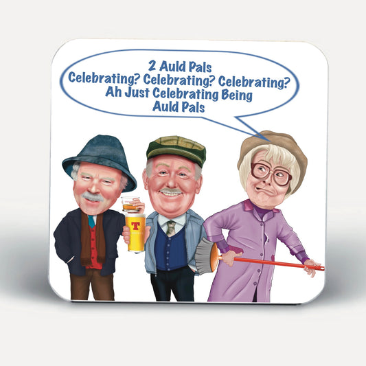 Still Game Coasters auld pals episode in blue matching mugs in store