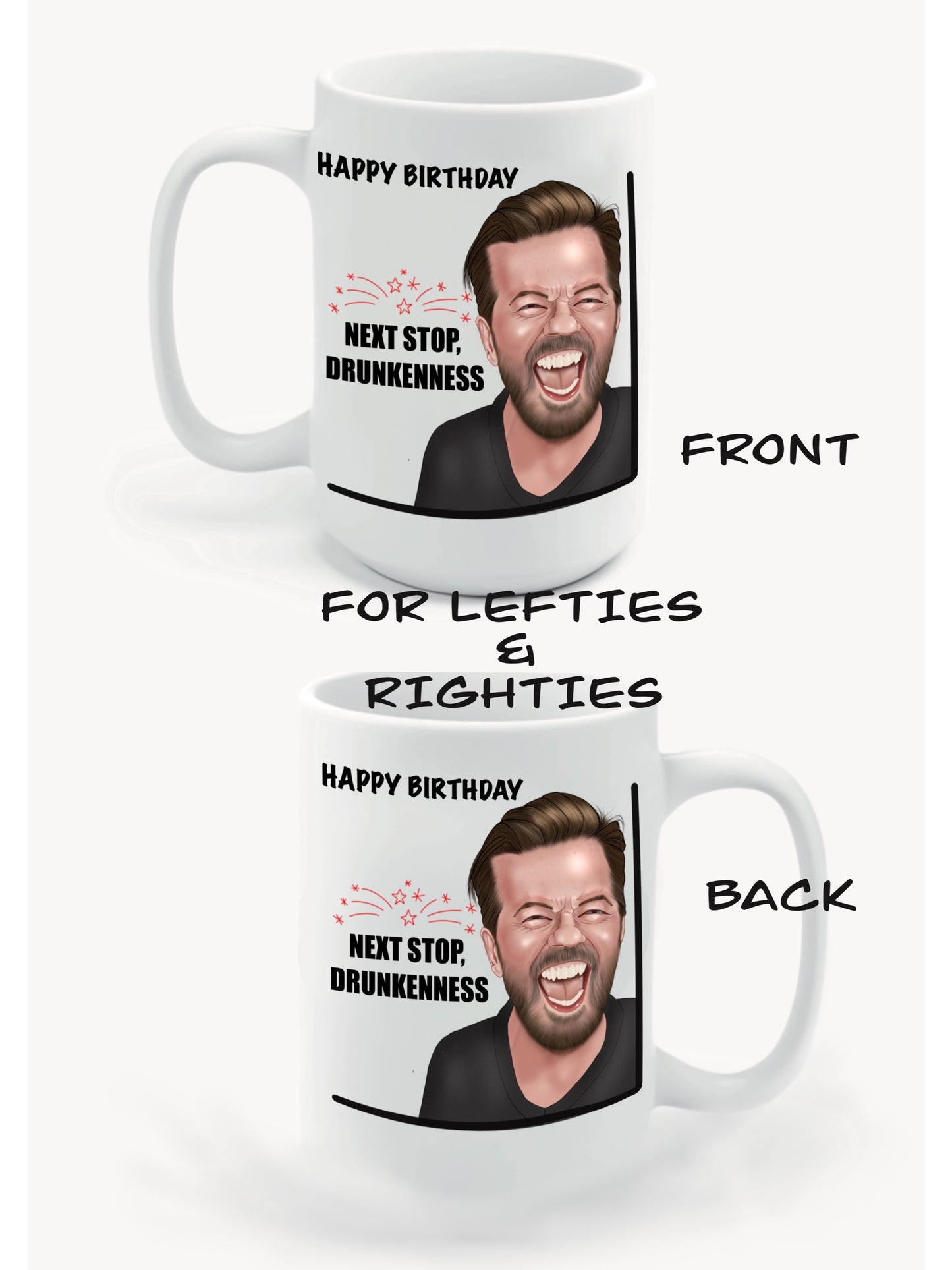 Set of 4 Ricky Gervais Mugs-Mugs