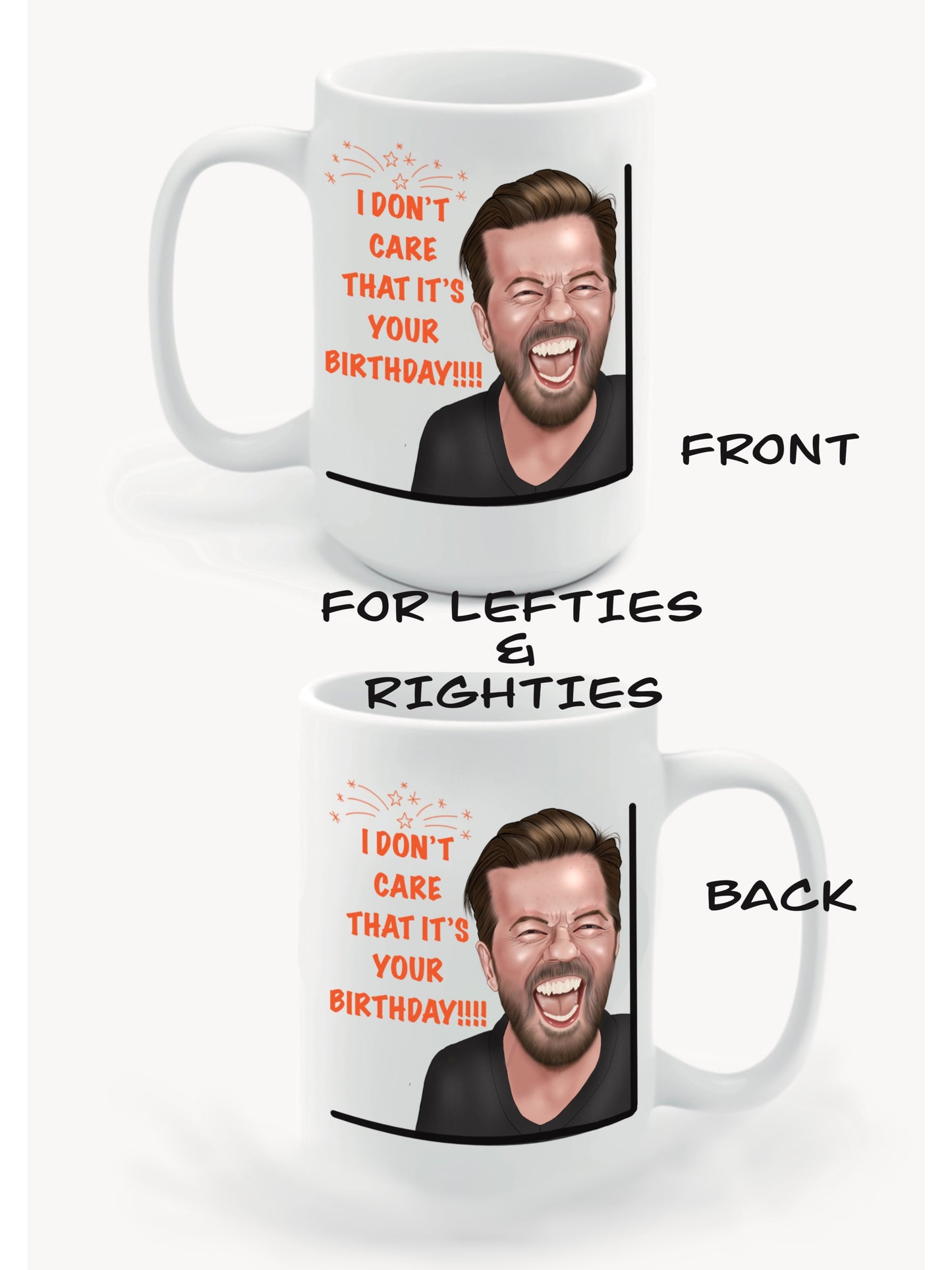 Set of 4 Ricky Gervais Mugs-Mugs