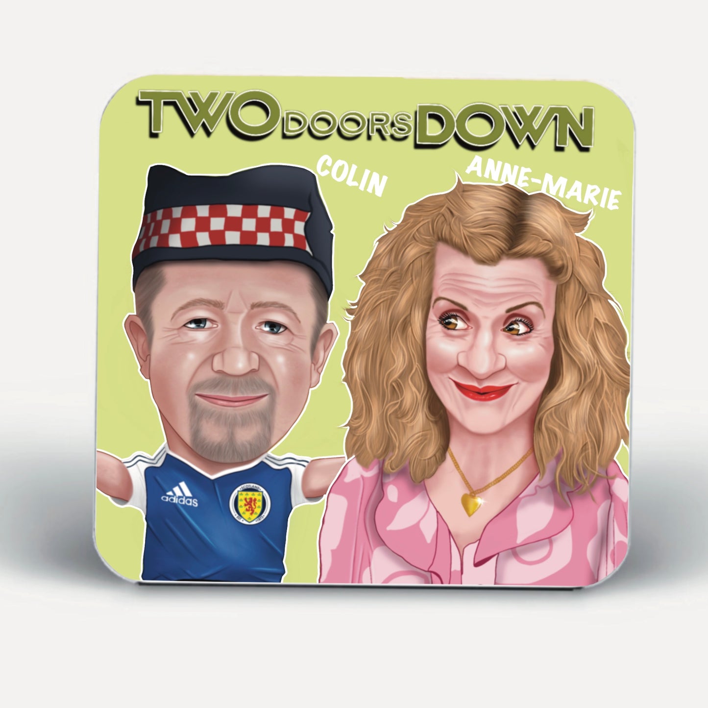 Two doors down inspired coasters-coasters colour and Anne-Marie