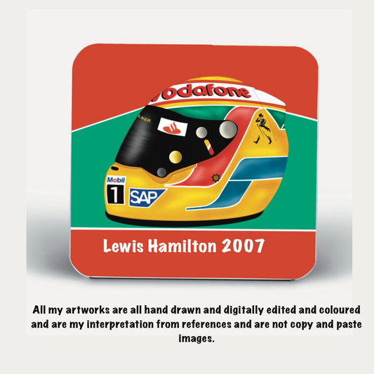 F1 Fans Lewis Hamiltons 2007 Helmets coasters