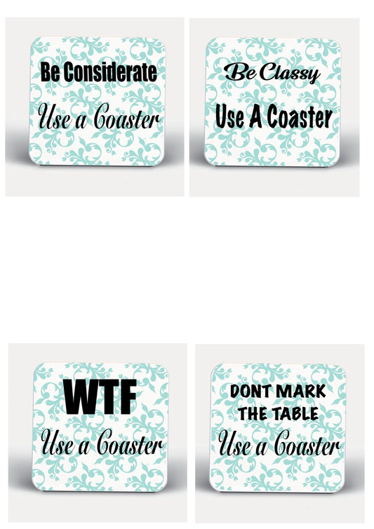 4 x slogan Coasters-Coasters