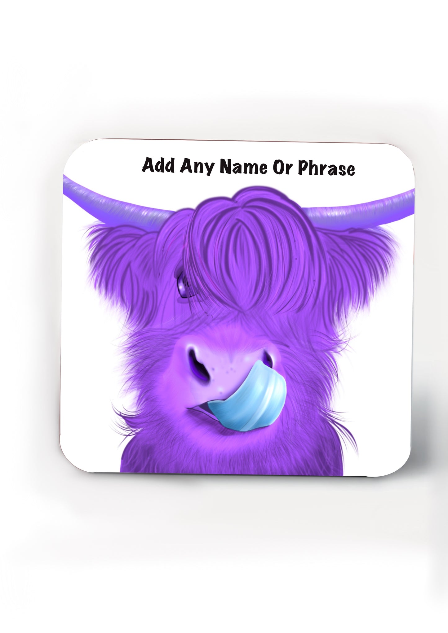 Set of 4 Highland Cow coasters-Coasters add a name or phrase for FREE