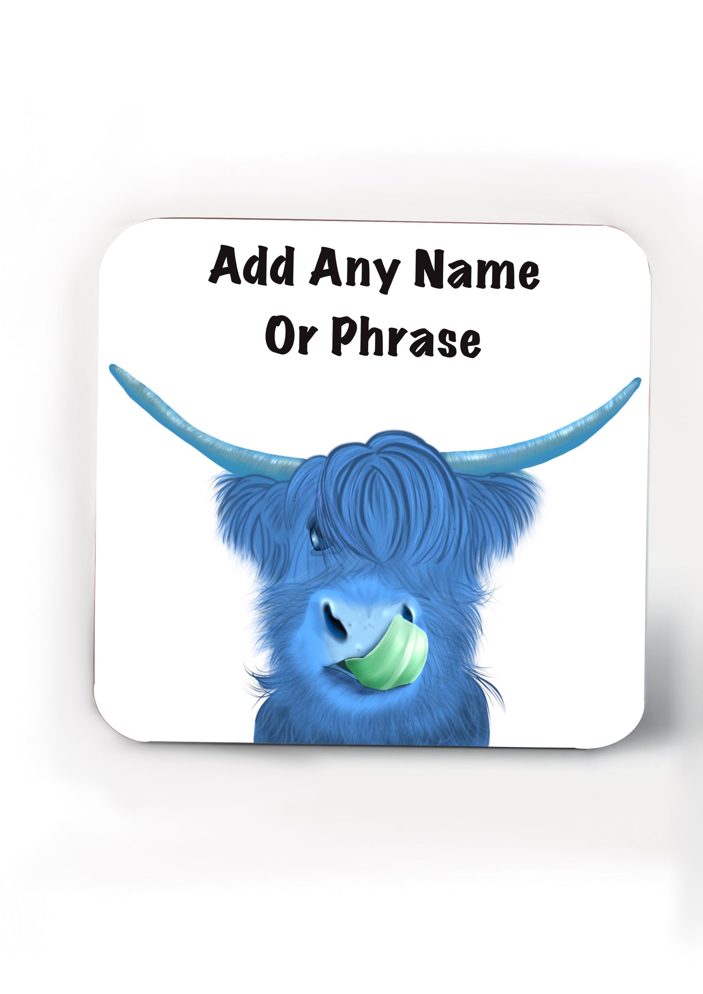 Set of 4 Highland Cow coasters-Coasters add a name or phrase for FREE