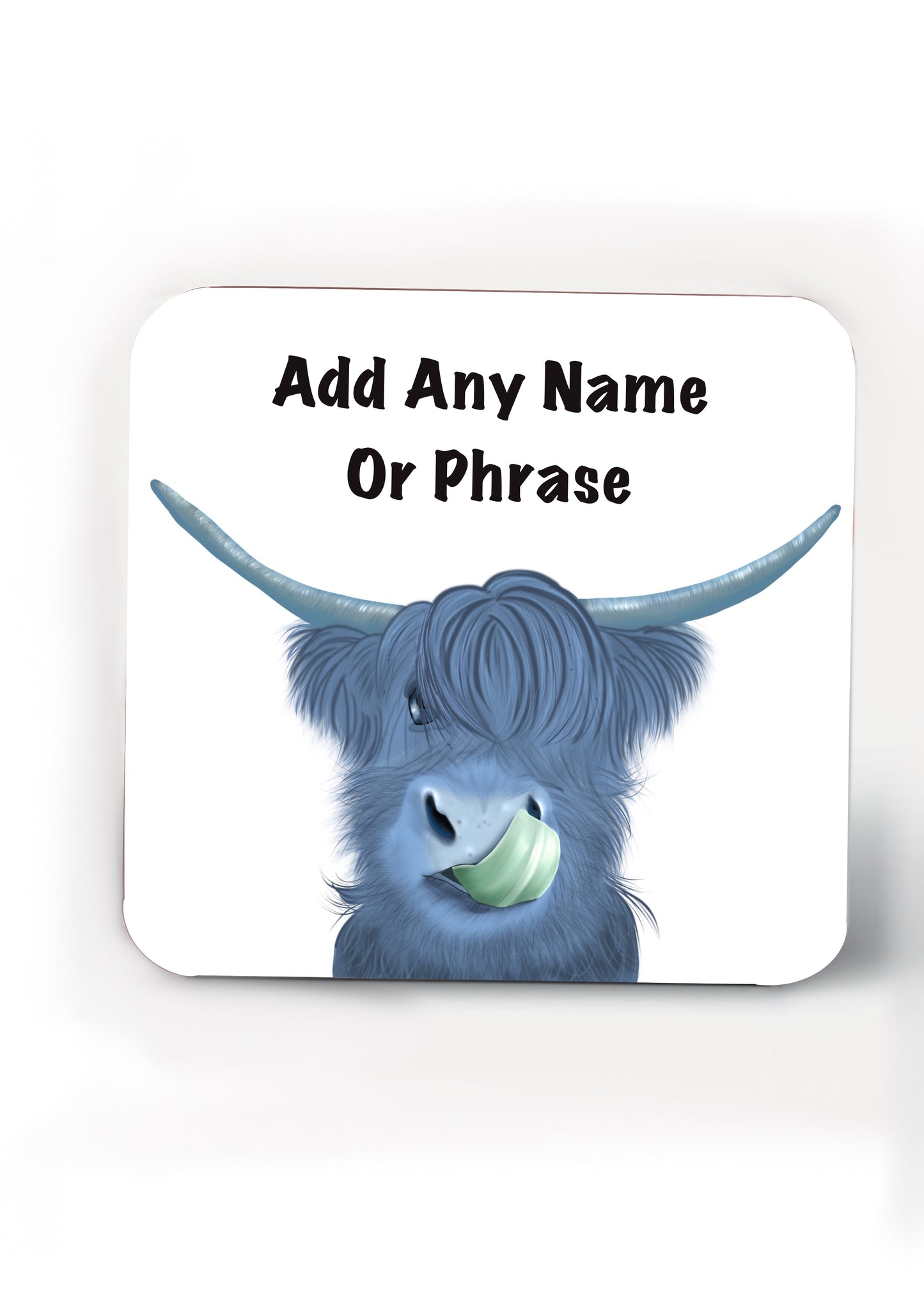 Set of 4 Highland Cow coasters-Coasters add a name or phrase for FREE