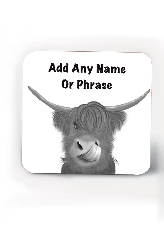 Highland Cow Coasters-Coasters add a name or phrase for FREE