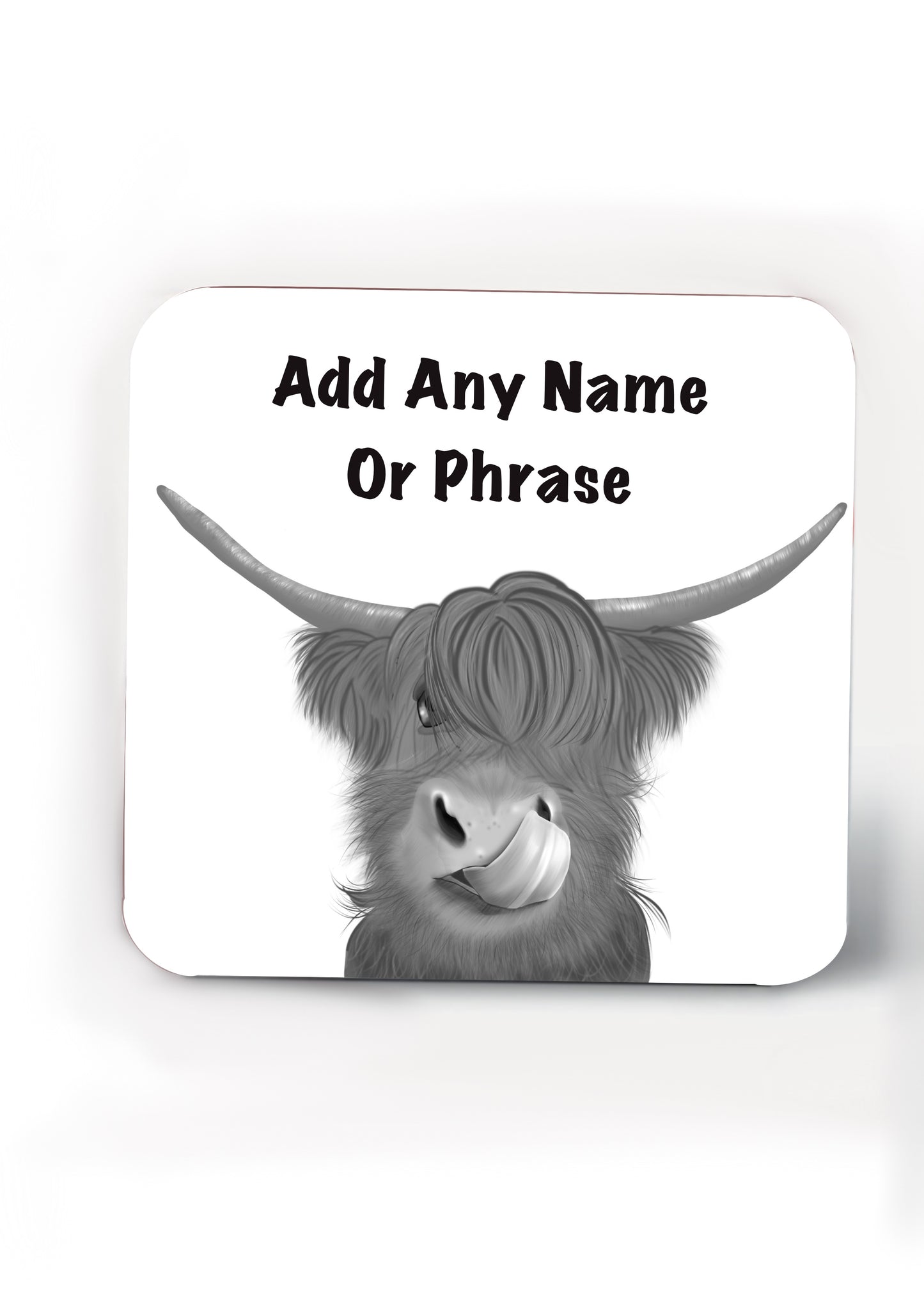 Set of 4 Highland Cow coasters-Coasters add a name or phrase for FREE