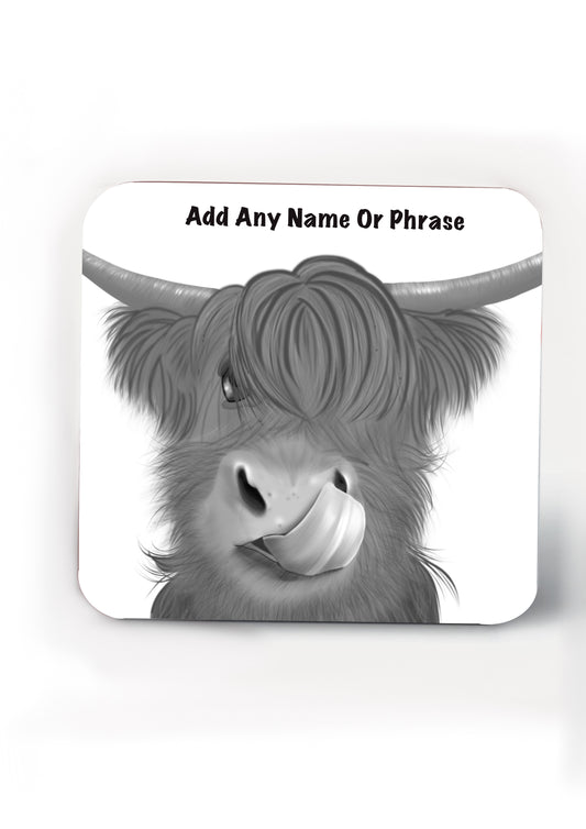 Highland Cow Coasters-Coasters add a name or phrase for FREE