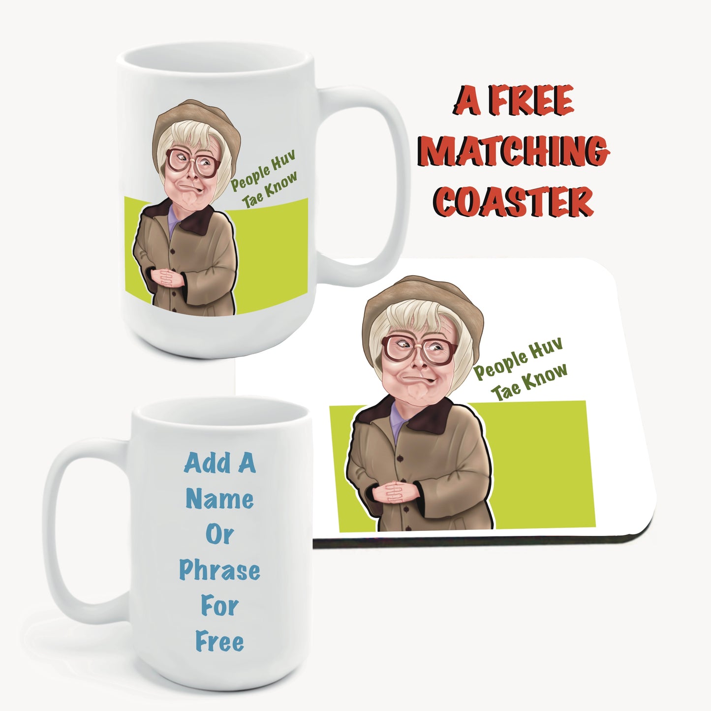 Still Game Isa Caricatures Mugs-Mugs and get a FREE Coasters-Coasters
