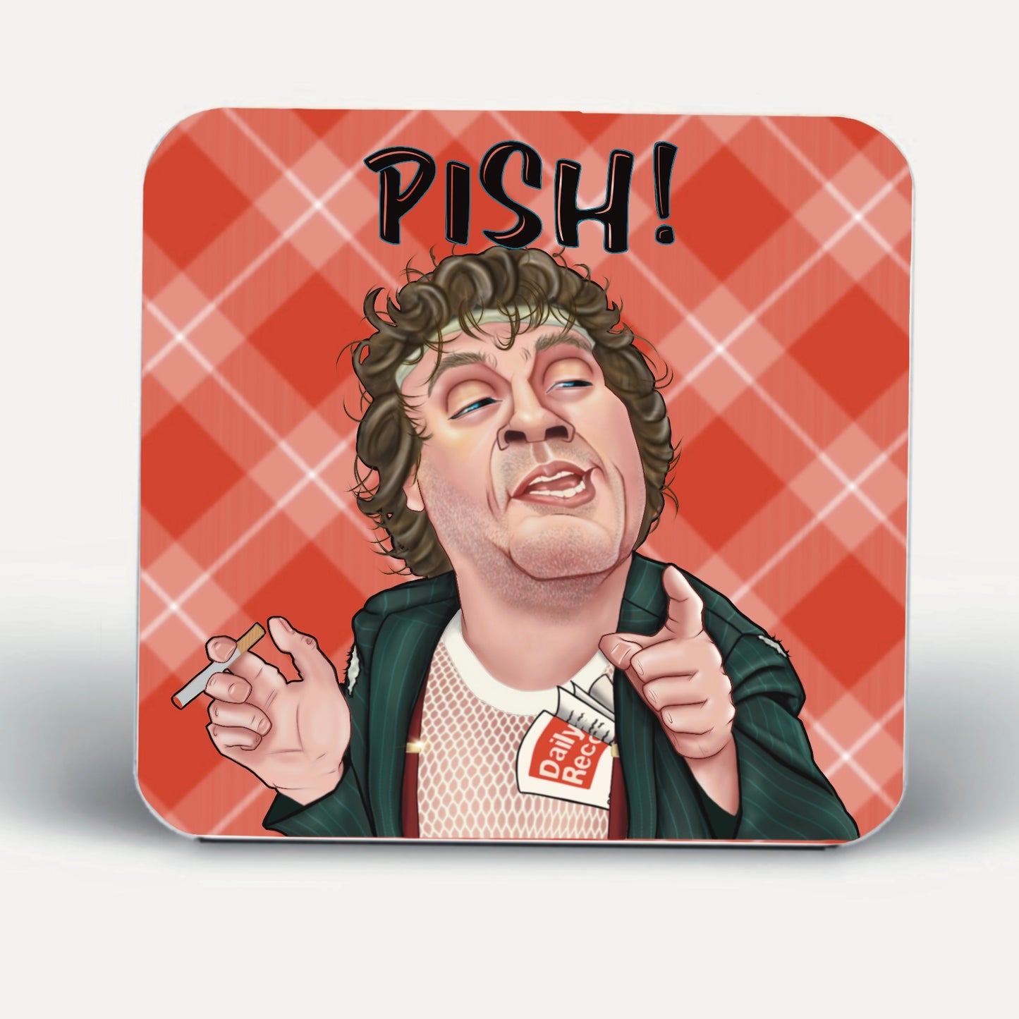 Red Tartan Rab C Nesbitt Coasters-Coasters Pish