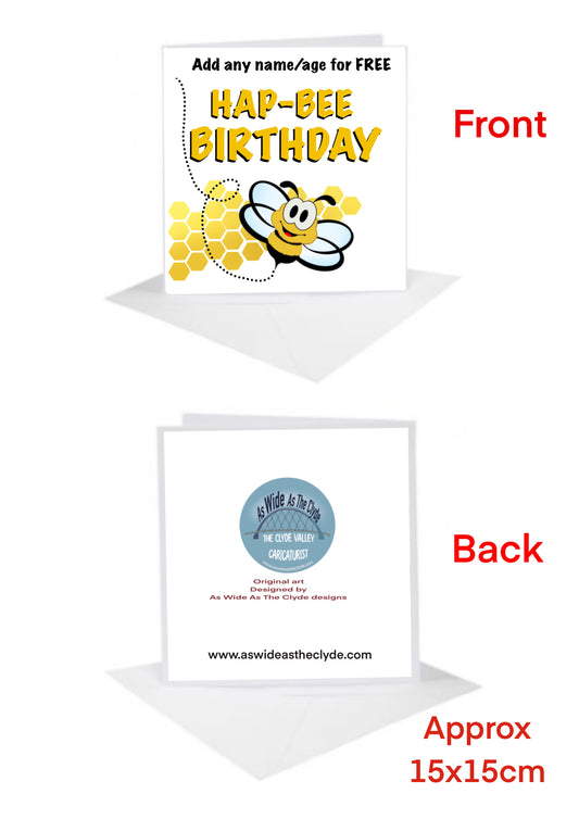 Age Cards-Cards Birthday hap-bee add name or/and for FREE