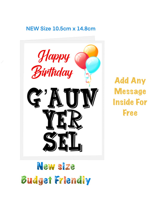 New size Happy Birthday Cards. Cards on a budget Scottish slang