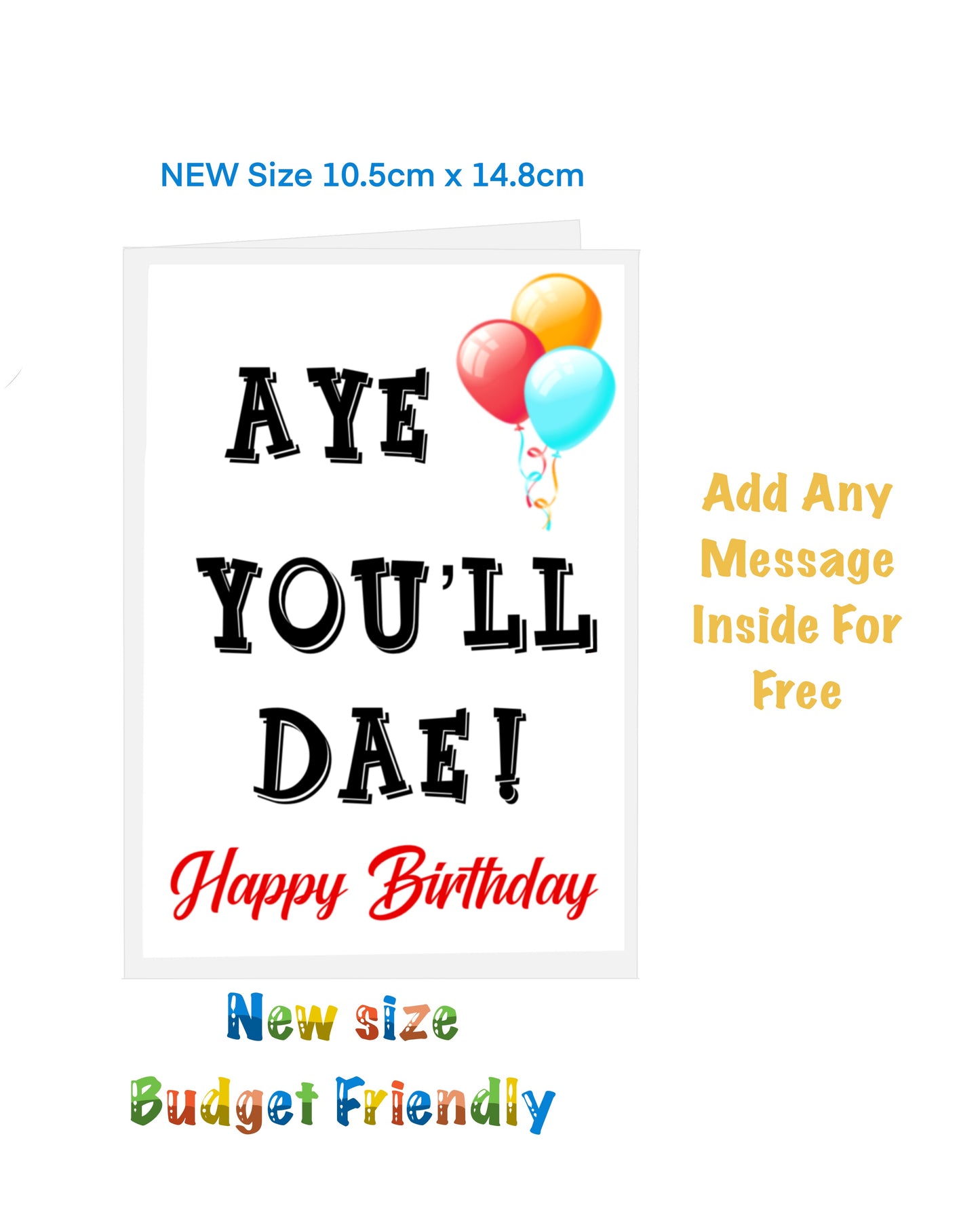 New size Happy Birthday Cards. Cards on a budget Scottish slang