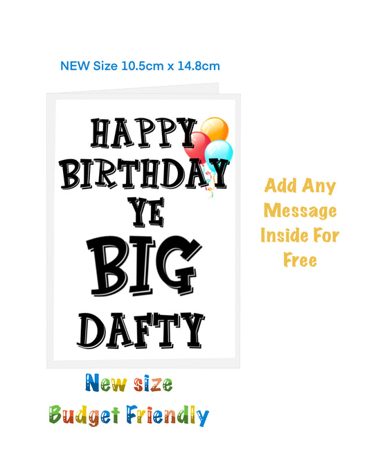 New size Happy Birthday Cards. Cards on a budget Scottish slang