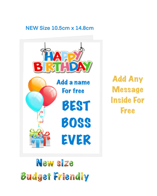 New size Happy Birthday Cards. Cards on a budget best boss ever