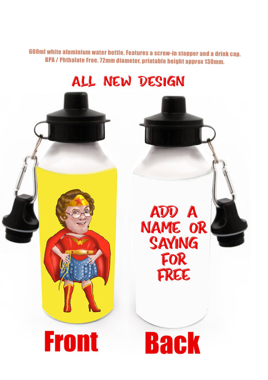 Mrs Browns Boys Water Bottles Mrs Agnes Brown Wonder Woman add a saying or a name for FREE