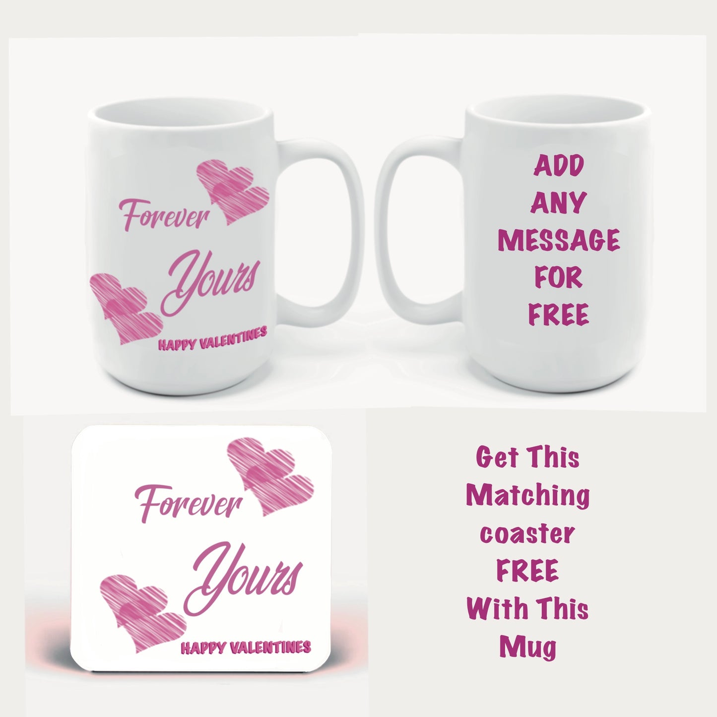 Valentines Mugs-Mugs and get a FREE coaster