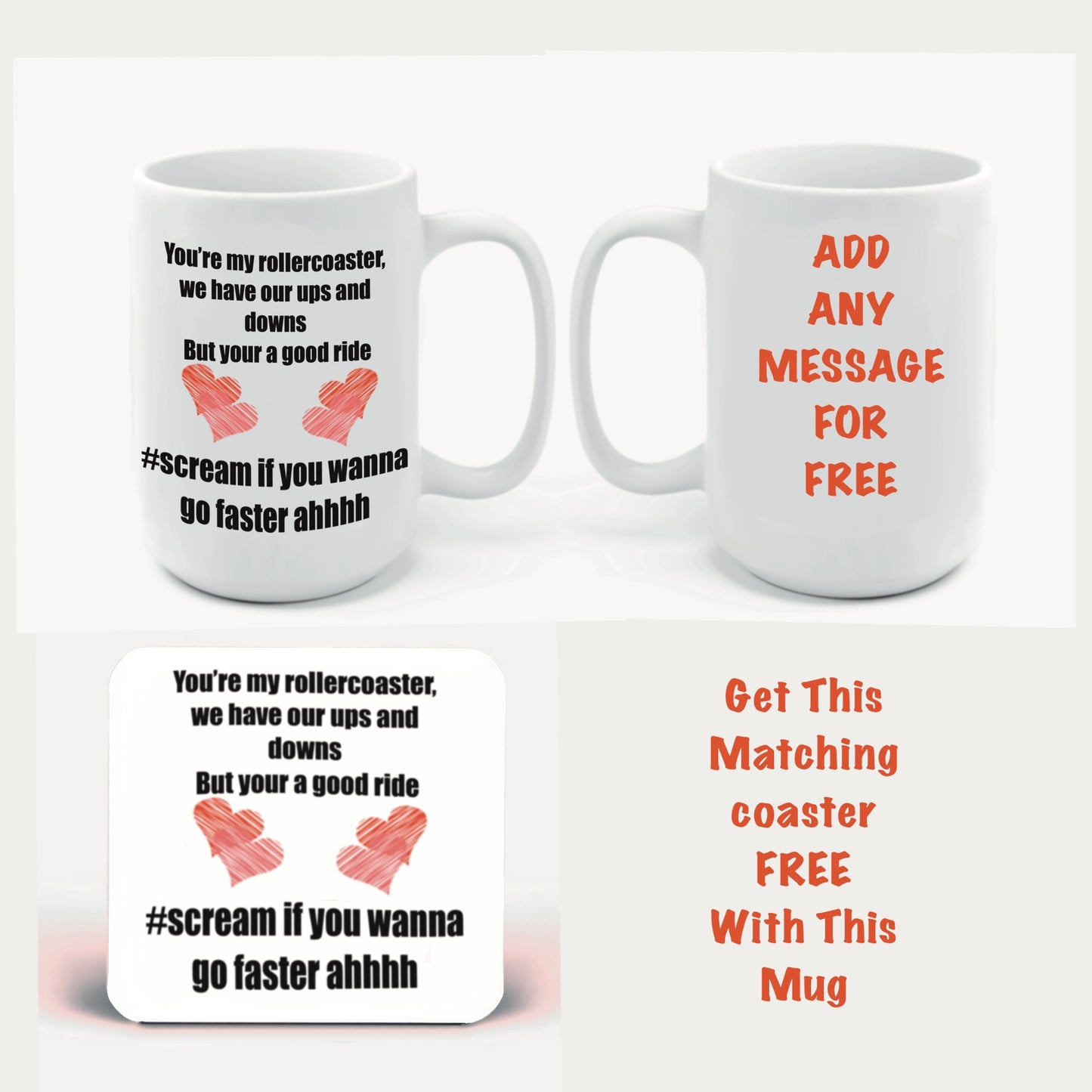 Valentines Mugs-Mugs get acFREE Coaster