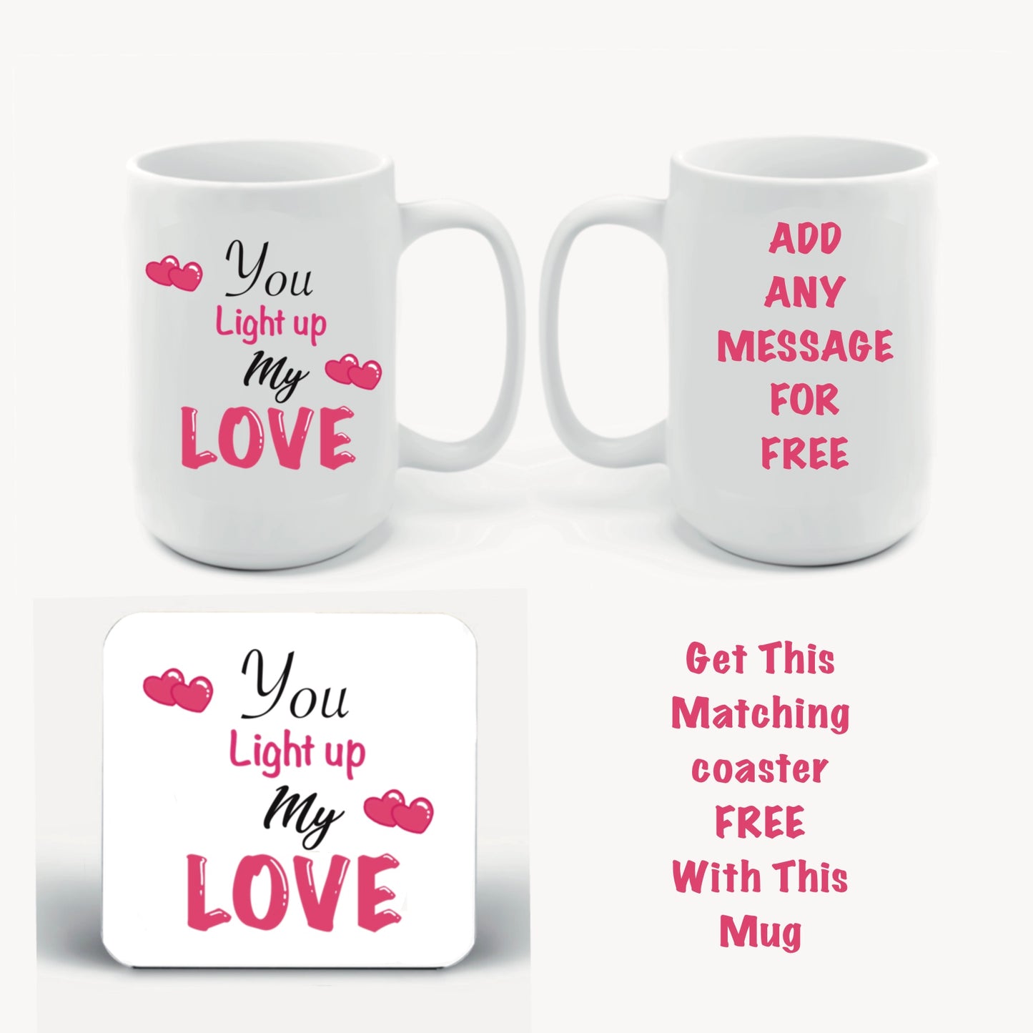 Valentines Mugs-Mugs get a FREE matching coaster